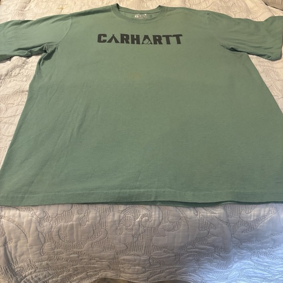 Carhartt Men's Short Sleeve 2XL Tall Relaxed Fit Green In Color With Logos - Picture 1 of 5